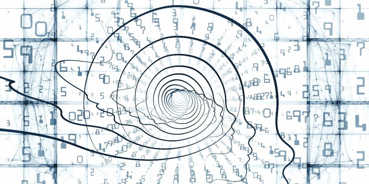 Composition of human head and fractal grids - large image.